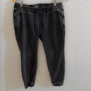 Abercrombie & Fitch Men Black Washed Denim Pull-On Joggers Size Medium